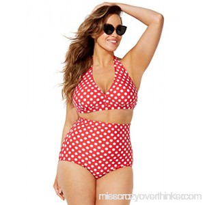 Swimsuits for All Women's Plus Size White Polka Dot Halter High Waist Bikini Set Multi B07GZ9GDGS
